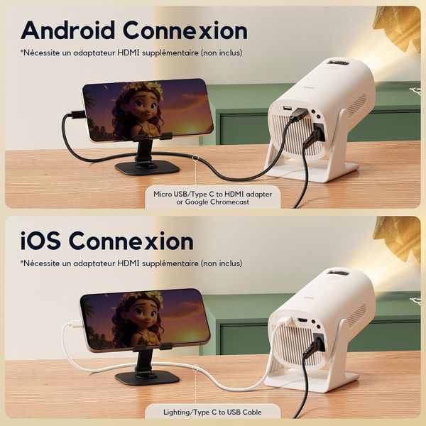 Портативный мини-проектор AKIYO O3 Ultra HD 4K Bluetooth 1080P Full HD, 15000 люмен 0768 фото