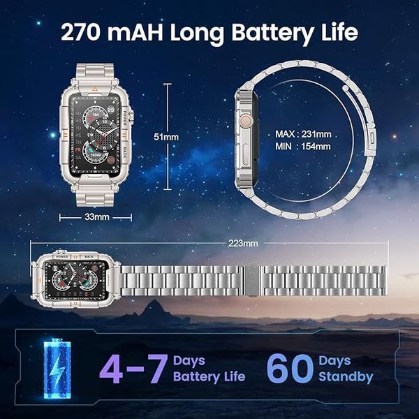 Смарт-часы мужские Motsfit Smartwatch88 IP67 для Android iPhone шагомер / монитор сердечного ритма / измерение давления 0095 фото