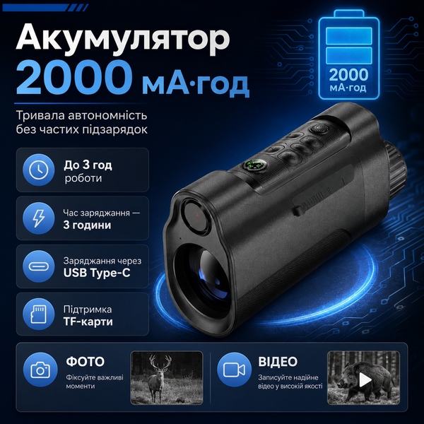 Цифровий монокуляр нічного бачення з ІЧ-підсвічуванням 800 м та 10&times; цифровим зумом TK4565 фото