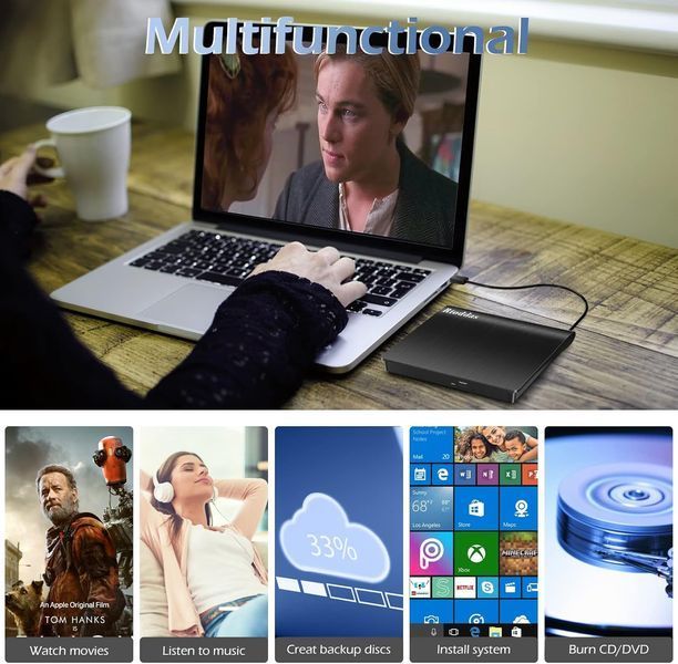 Внешний CD/DVD привод для ноутбука Rioddas T2202 фото