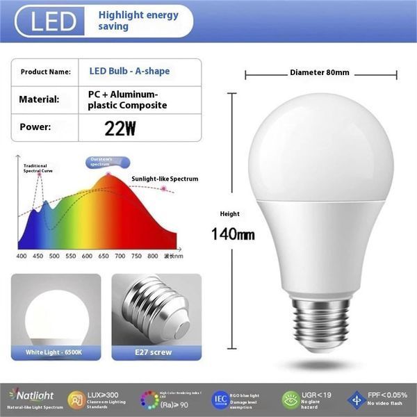 Энергосберегающая LED лампа E27 22W теплый белый 6 шт T4110 фото