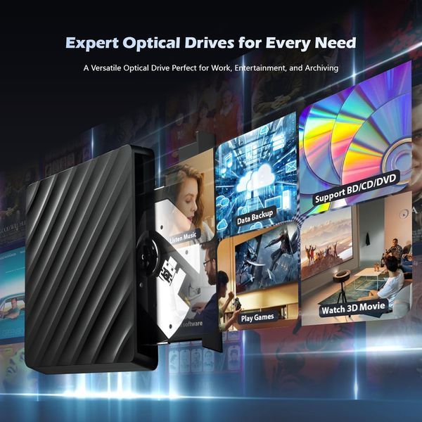 Зовнішній Bluray оптичний привід 5 в 1 USB 3.0 Wbacon T3236 фото