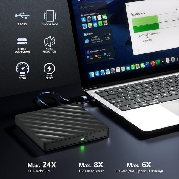 Зовнішній Bluray оптичний привід 5 в 1 USB 3.0 Wbacon T3236 фото